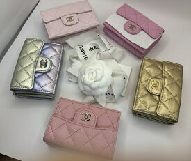 【新品】【金運アップのゴールドカラー】CHANEL シャネルシャネル財布 ミニ人気の三つ折り財布 【正規店直接買付品】国内即発送OK　ギフト　誕プレ　記念日　クリスマス