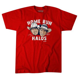 【海外限定版】MLB 大谷翔平 マイク・トラウト エンゼルス Tシャツ Home Run Halos?T-Shirt BreakingT レッド