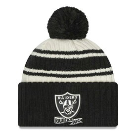 NFL レイダース ニットキャップ 2022 サイドライン Sideline Sport Cuffed Pom Knit Hat ニューエラ/New Era クリーム ブラック