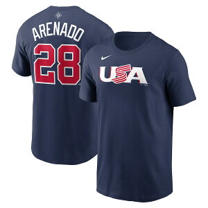 WBC �m�[�����E�A���i�h �A�����J��\ USA T�V���c 2023 World Baseball Classic �l�[�����i���o�[ T-Shirt �i�C�L/Nike �l�C�r�[