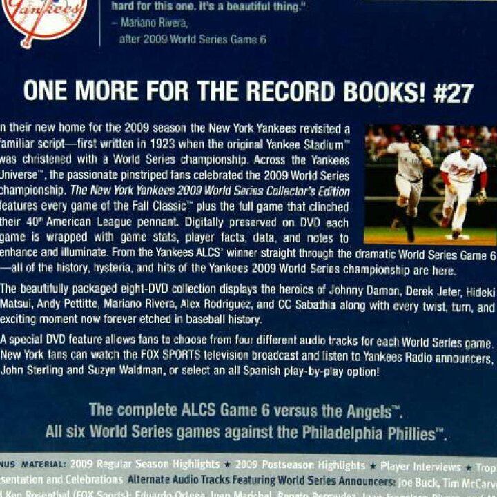 楽天市場】MLB ヤンキース DVD 2009 ワールドシリーズ コレクターズ 