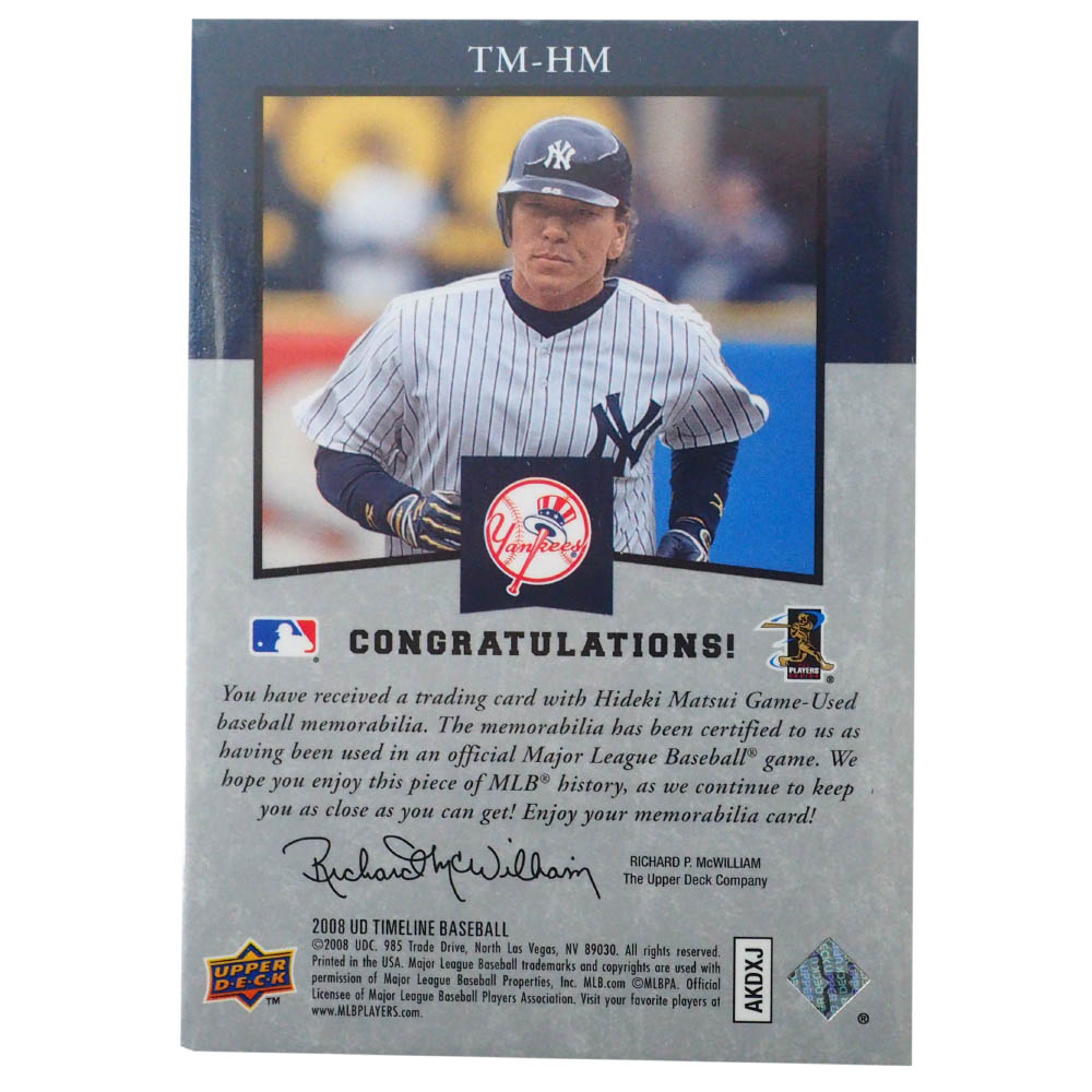 MLB 松井 秀喜 ニューヨーク・ヤンキース トレーディングカード/スポーツカード Upper Deck 2008 H Matsui Bat  #TH-HM Upper Deck | MLB.NBAグッズショップ　SELECTION