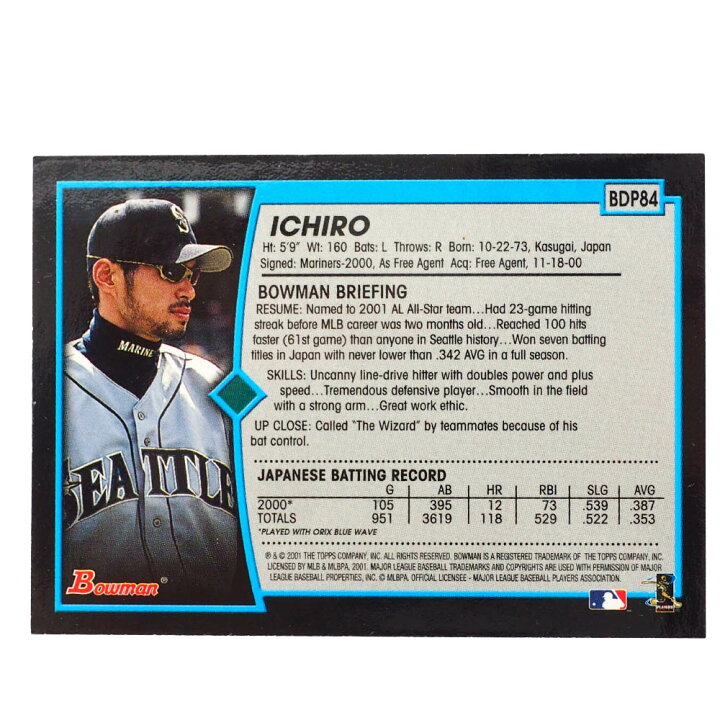 楽天市場】MLB イチロー シアトル・マリナーズ トレーディングカード 