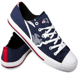NFL ペイトリオッツ シューズ ビッグロゴ キャンパス スニーカー Low Top Big Logo Canvas Shoes Forever Collectibles ネイビー