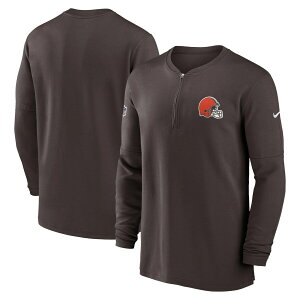 NFL �u���E���Y �W���P�b�g 2023 �T�C�h���C�� Performance Long Sleeve Quarter-Zip Top �i�C�L/Nike �u���E��