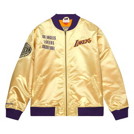 NBA レイカーズ ジャケット サテン ヴィンテージロゴ ライトウェイト ミッチェル＆ネス/Mitchell & Ness ゴールド