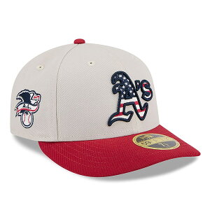 MLB アスレチックス キャップ 2024 独立記念日 Fourth of July 59FIFTY Low Profile ニューエラ/New Era カーキ レッド