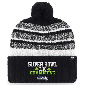 NFL シーホークス ニットキャップ 第60回スーパーボウル優勝記念 Tavern Cuffed Knit Hat with Pom 47Brand ブラック