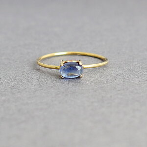 カイヤナイト オーバルカボション 約6x4mm 指輪 Silver925製 18KGP仕上げ ゴールド Silver925製 ロジウム仕上げ シルバー リング 華奢 女性 レディース 約9号 約11号 約13号 約15号 フリーサイズ 『ハン