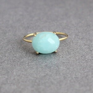 【横向き】 アマゾナイト オーバルカボション 約10×8mm 指輪 Silver925製 18KGP仕上げ ゴールド Silver925製 ロジウム仕上げ シルバー リング 華奢 女性 レディース 約9号 約11号 約13号 約15号 『ハン