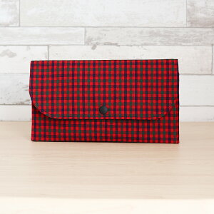 赤チェック×ネイビー タータンチェック マルチケース / 母子手帳ケース お薬手帳ケース 通帳ケース スリムポーチ おしゃれ かわいい 『ハンドメイドバッグ』『ハンドメイド作品』