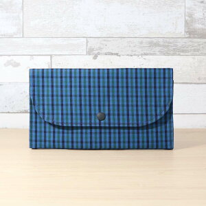 ブルーグリーンチェック×ネイビー タータンチェック マルチケース / 母子手帳ケース お薬手帳ケース 通帳ケース スリムポーチ おしゃれ かわいい 『ハンドメイドバッグ』『ハンドメイド作