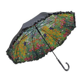 ユーパワー 名画フリルジャンプ傘(晴雨兼用) クリムト「フラワーガーデン」 AU-02606 【送料無料】（アンブレラ、長傘、日傘、紫外線予防、UV対策）