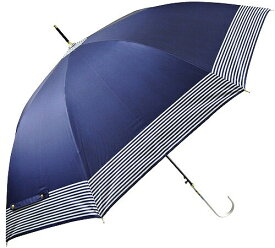 【一級遮光　UVカット率99％】晴雨兼用　すそボーダー　58cmジャンプ　黒コーティング（6615）【送料無料】（婦人傘、雨傘、アンブレラ、長傘、晴雨兼用、日傘、UV対策、紫外線対策）
