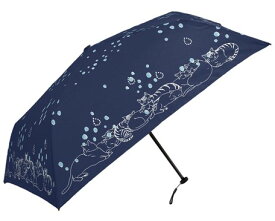 50cm楽々ミニ "水彩ドット＆猫" 超細軽量骨仕様 ネイビー（S2110704）/ グレー（S2110703）【送料無料】（アンブレラ、傘、雨具、折りたたみ傘、折畳）