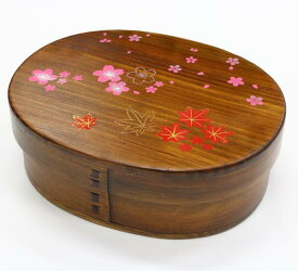 【桜ともみじ・BENTO cherry blossom】わっぱ弁当箱一段 大 スリ茶（05SU-ASSJ）【送料無料】 （お弁当箱,ランチボックス,ランチBOX、ピクニック）