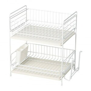 パール金属 スキット 珪藻土トレー水切りラック2段 ホワイト HB-4987 【送料無料】(水切りバスケット、キッチン収納、キッチンラック)
