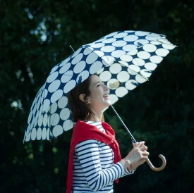 60cm耐風ジャンプ雨傘 "大きい水玉と猫"【送料無料】 （傘、雨傘、長傘、ねこ、猫、ネコ）