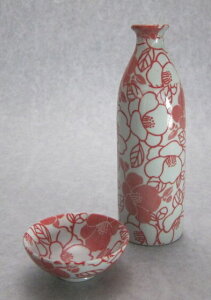 SHUSHU/趣酒 二合とっくり 盃  美濃焼  ≪種類:つばき≫ ≪二合とっくり)1個  盃)2個 (7293) ≫【送料無料】(酒器、日本酒食器、キッチン)