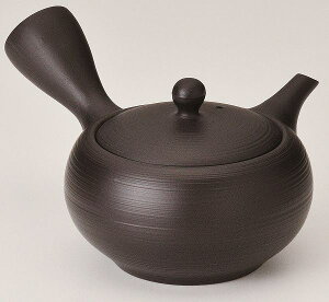 【用と美】常滑焼急須【陶製茶こし急須/セラメッシュ】陶聖黒元平丸線段急須 陶聖作 370cc(Y218)【送料無料】(急須、ポット、茶器、調理器具)