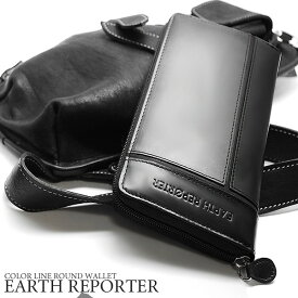 ER-103 　EARTH　REPORTER カラーラインが入ったデザインのラウンドウォレット 【送料無料】（財布、長財布、メンズ、小物、小銭、コイン、ウォレット）