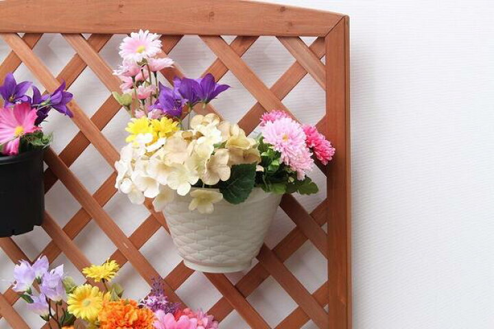 楽天市場】木製ラティスフェンス付きフラワースタンド 3段ブラウン/3段  