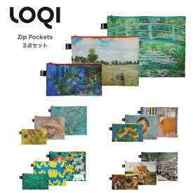 LOQI ローキー ジップポケット 3点セット ポーチ Zip Pockets エコバッグ 折りたたみ loqi レディース ナイロン 大容量 軽量 トートバッグ マルチポーチ トラベルポーチ 小物整理 コンパクト 撥水生地 おしゃれ カジュアル