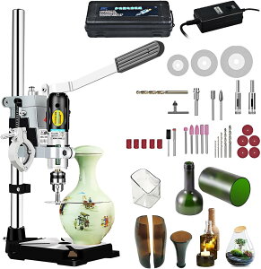 ガラス瓶切断機 電動 多機能ボトル切断機 DIY植木鉢 ガラス工芸品 ガラスびん切断機 電気ガラスボトルカッター ガラス切断機 曲線面を切断可能 花瓶 燭台 ワインボトル 穴あけ サンディング