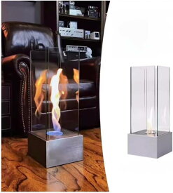 【時間限定P3倍】バイオエタノール暖炉、室内たき火、室内暖炉、独立式、煙突不要、トルネード効果炎、25x25x 65cm、クリーン燃焼、室内と屋外での使用 (ブラック)