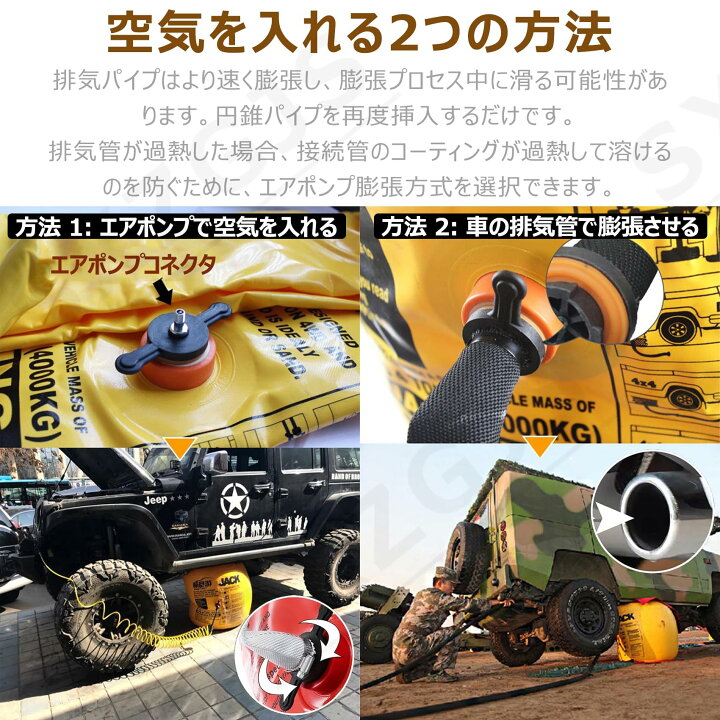 楽天市場】エアージャッキ 車 4トン 排気ジャッキ オフロード 簡単作業 