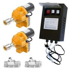 ビニールハウス用 自動巻き上げ機 手動制御 電動フィルム巻上げ換気装置 500W 3.5rpm 85NM 農業温室用 鶏舎用 花苗温室用 (巻上モーター*2+制御器*1+リフター*2)