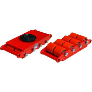 6t耐荷重低床ローラー台車 薄型輸送機械 ストレートローラープラットフォーム 重量物搬送工具 レッド 47×19×10.5cm
