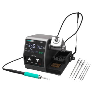 デジタルはんだごてステーション、400W高出力工業用はんだごてステーション、有線コントロールハンドル、6つのはんだごて先、100〜450℃の温度調整、マグネットスリープ機能付き