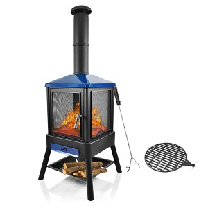 薪ストーブ 1台2役 屋外 ファイヤーピット 煙突付き キャンプ 薪暖炉 ロケットストーブ ウード暖炉 二次燃 焚き火台 アウトドア まきすとーぶ 無煙で環境に優しい 料理 BBQ 調理 暖房 パティ
