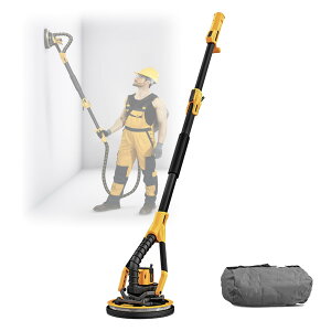 電動サンダー 充電式トロウェル 1200W 電気ドライウォールサンダー 220V 壁漆喰機 大容量電池 5段変速 ポールサンダー 伸縮式ポール LEDライト付き ロングダストホース 集塵袋 天井や壁面の作