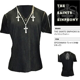 【THE SAINTS SINPHONY/セインツシンフォニー】SPOONMAN・Tシャツ（半袖・Vネック・ブラック・BLK）/メンズ【インポート】【セレカジ】【正規品】