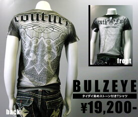 【BULZEYE/ブルズアイ】タイダイ染めストーン付きTシャツ（ホワイト・WHT）/メンズ【インポート】【セレカジ】【正規品】MT-GREY BACK SHEILD