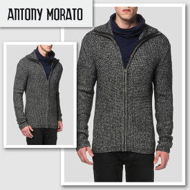 新作【ANTONY MORATO／アントニ—モラート】CARDIGAN WITH ZIP ニットジップカーディガン（グレー・GRN）/メンズ【インポート】【セレカジ】【正規品】