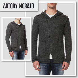 新作【ANTONY MORATO／アントニ—モラート】SWEATER WITH HOOD ニットパーカー（グレー・GRN）/メンズ【インポート】【セレカジ】【正規品】