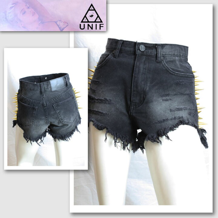 楽天市場】【UNIF/ユニフ】スタッズ付きショートパンツ（BLACK 