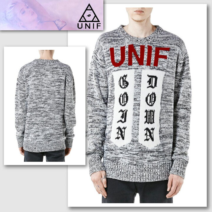 楽天市場】新作【UNIF／ユニフ】 GOIN DOWN SWEATER ニット（グレー 