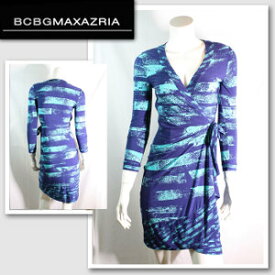 【BCBG MAXAZRIA/BCBGマックスアズリア】 ブルーボーダーラップドレス（ブルー・BLU）/レディース【インポート】【セレカジ】【正規品】