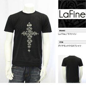 【La Fine/ラファイン】ダイヤモンドクロスTシャツ（ブラック・BLK）/メンズ【インポート】【セレカジ】【正規品】