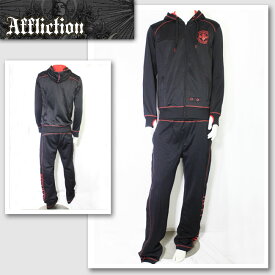 新作　LAセレブ着用　雑誌掲載【AFFLICTION/アフリクション】BODY SPACEセットアップ（ブラック×レッド・BLK×RED）/メンズ【インポート】【セレカジ】【正規品】