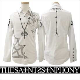 新作【THE SAINTS SINPHONY/セインツシンフォニー】KILLER INSTINCT・ボタンアップシャツ（長袖・ホワイト・WHT）メンズ【送料無料】ネックレスとクロスの王道デザインがカッコイイ！バックのスパーダーデザインもCOOLな一枚【インポート】【セレカジ】【正規品】