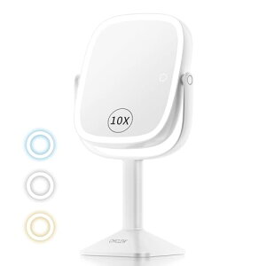 CHICLEW ���ϋ� 1X/10X �g�勾 ���C�g�t���y2000mAh ��e�ʃo�b�e���[�z24cm �傫�� ���ʋ� ���D�~���[ �X�e�b�v���X���� 3�F���[�hled �~���[ �����\�X�^���h ���O���\ �^�b�`�� USB�[�d�� ��