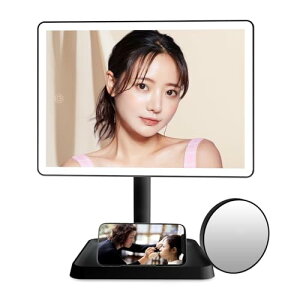 FASCINATE LED ���~���[ ���C�g�t�� ���C�N�~���[ �[�d�� 2000mAh�����o�b�e���[ 3���F���F�\ �����F�E�����F�E�d���F ���邳�����\ ���R��]�� 10�{�g�勾�t�� �傫���T�C�Y �u���b�N