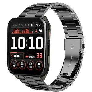 [Lamshaw] for Garmin Venu X1 �X�}�[�g�E�H�b�` �o���h,�X�e�����X�� ���^�� �x���g ���������o���h ���v�X�g���b�v �����������t�� �Ή� Garmin Venu X1 �X�}�[�g�E�H�b�` (�u���b�N, 24mm)