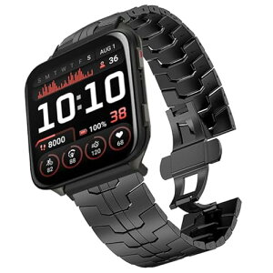 [Lamshaw] for Garmin Venu X1 �X�}�[�g�E�H�b�` �o���h,�X�e�����X�� ���^�� �x���g ���������o���h ���v�X�g���b�v �����������t�� �Ή� Garmin Venu X1 �X�}�[�g�E�H�b�` (�u���b�N, 24mm)
