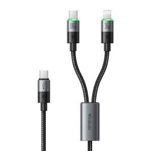 Mcdodo 2in1 �}���[�d�P�[�u�� USB-C to USB-C & light-ning�P�[�u�� 100W PD�}���[�d(CtoC) PD 30W�o�́iCtoL�jType-C�R�[�h LED���C�g�t�� �A���~�����V�F�� �i�C�����҂� Macbook iPad iPhone 17/16/15/14/13/12�V���[�Y/A